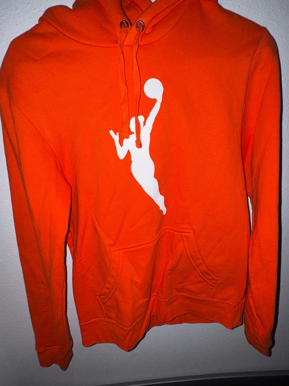 Men's Orange Hoodie with White Basketball Silhouette